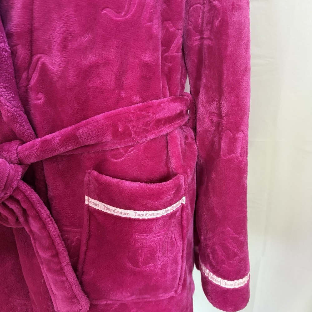 Juicy Couture Women's Pink Plush Belted Robe with Pockets Size L/XL - Picture 3 of 16